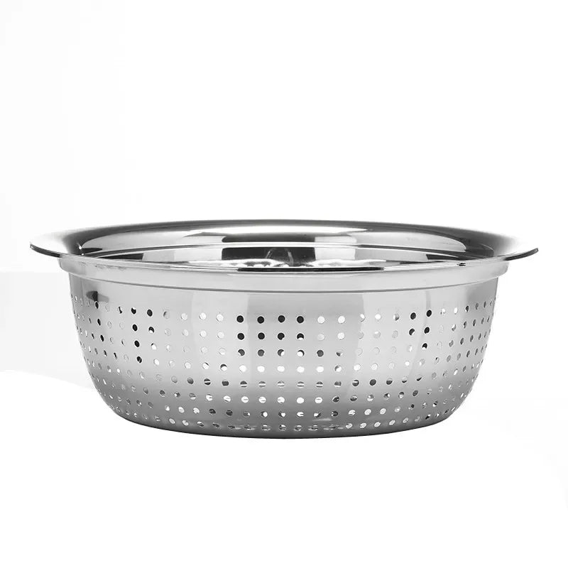 Stainless steel basin round filter water wash fruit vegetable hole tray basket drain rice Mesh Sifter Colander Strainer Sieve