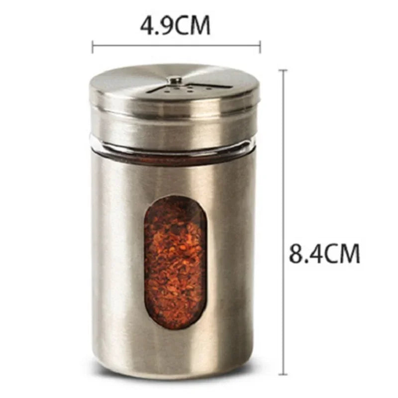 WBBOOMING Stainless Steel Seasoning Spice Storage Box Condiment Bottles Shaker Jars Organizer BBQ Cooking Herbs Toothpick Holder