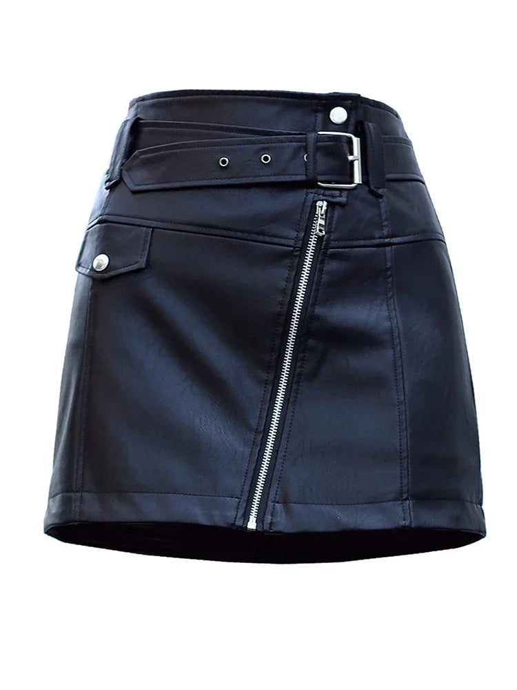 Aelegantmis Spring Summer New Slim High Waist Women Short Leather Skirt Office Lady Mini Female Casual A-line