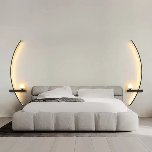 Modern LED Wall Lamp Simple Art Bedroom Bedside Wall Lamp Living Room Study Background Wall Bathroom Mirror Lighting Gold/Black