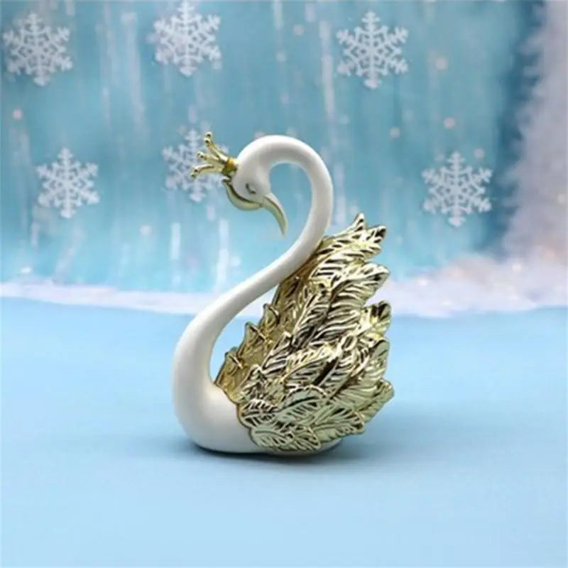 Swan Couple Figurine Home Decor Theme Statue Cake Topper Car Interior Living Room Wedding Decoration Accessories