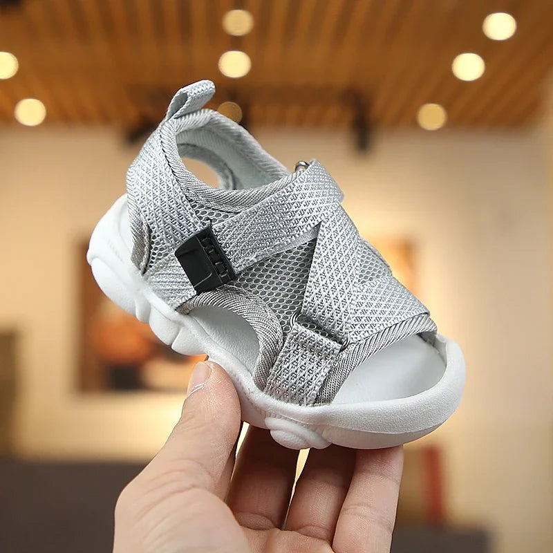 2024 Baby Boy Sandals Black Gray Pink Canvas Infant Girl Sandals Toddler Summer Walking Shoes Newborn Sneaker Beach Shoes D04143