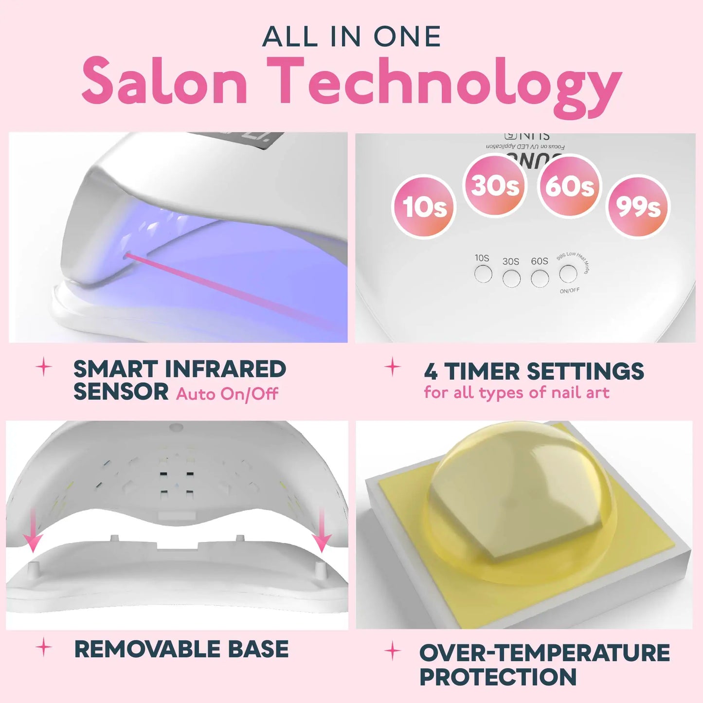 SUNUV SUN5 48W Dual UV LED Nail Lamp Nail Dryer Gel Polish Curing Light with Bottom 30s/60s Timer LCD display