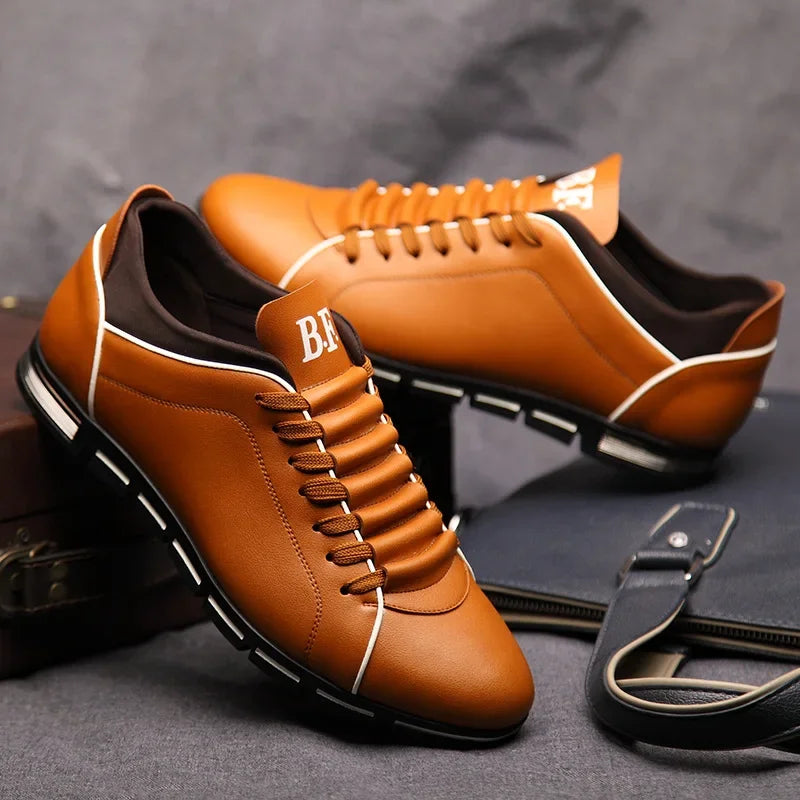 Leather Casual Shoes for Men Breathable Business Shoes Male Sneakers British Dress Shoe Flat Working Footwear Plus Size 48 Tenis