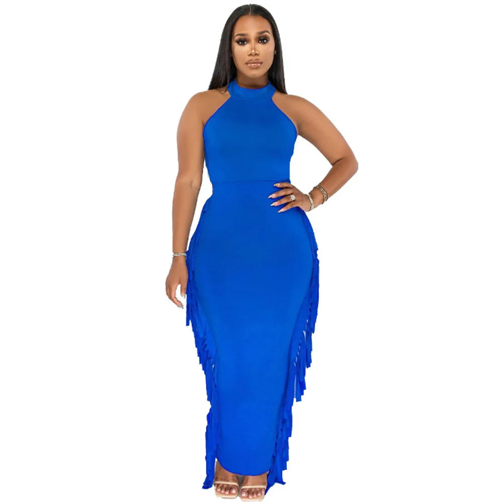 Wmstar Party Dress Sets Women Sexy Sleeveless Tassel Bodycon Stretch Maxi Skirts New In Matching Suit Wholesale Dropshipping