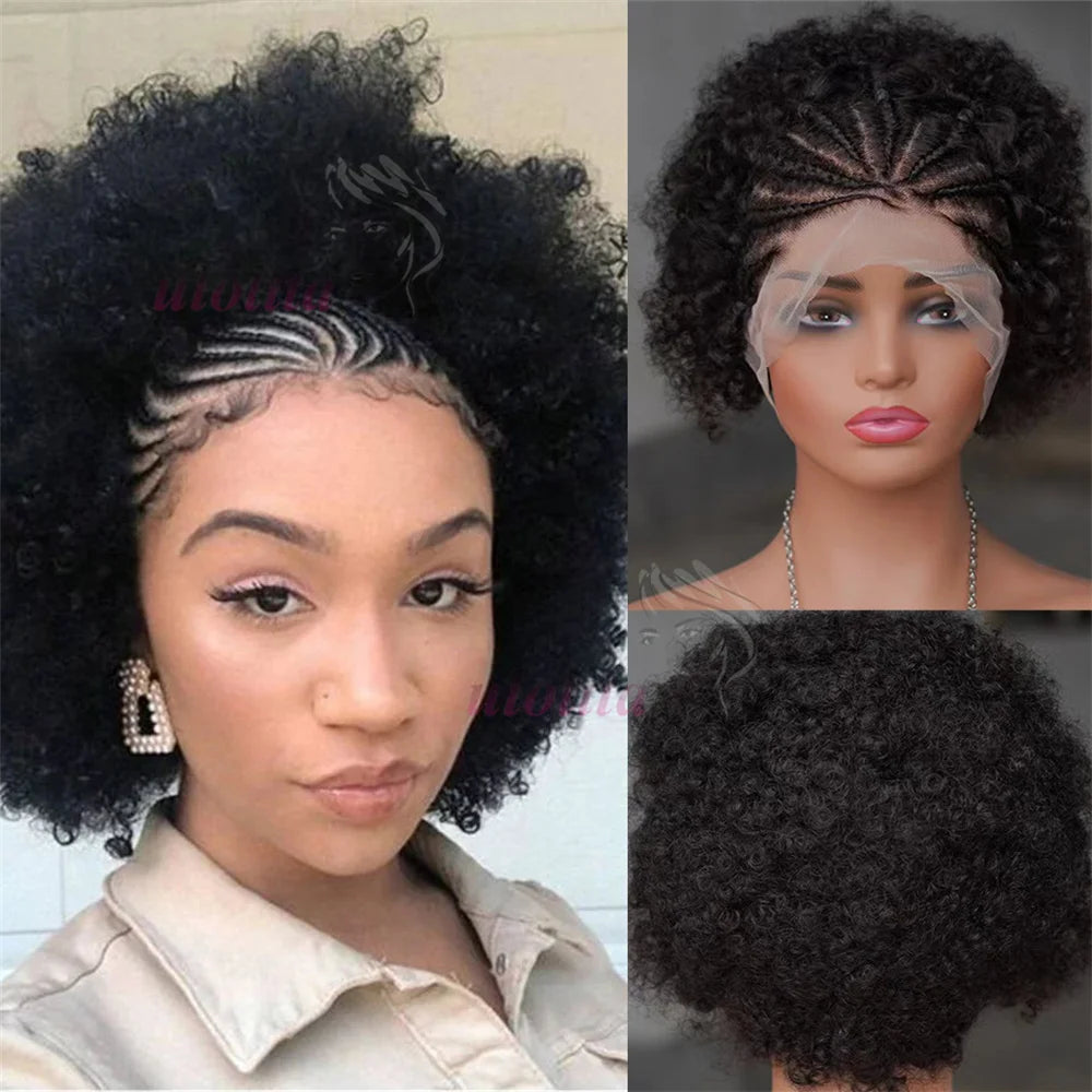 Braided Wigs Human Hair Lace Front Wig Braiding Hair Wigs With Bangs For Black Women Wig Afro Kinky Curly Hair Wigs On Sale