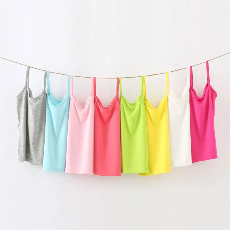 V-TREE Kids Underwear Model Cotton Girls Tank Tops Candy Colored Girls Vest Children Singlet Tops Undershirt for 2-12 Years