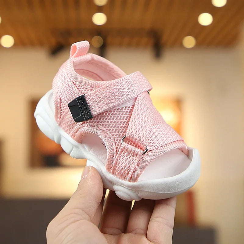 2024 Baby Boy Sandals Black Gray Pink Canvas Infant Girl Sandals Toddler Summer Walking Shoes Newborn Sneaker Beach Shoes D04143