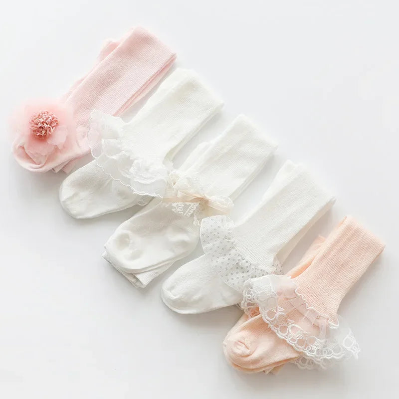 Baby Tights Infant Girls Pantyhose Lace Bow Flower Hosiery Stockings Summer Spring Autumn Mesh Socks for Newborn Kids Toddler