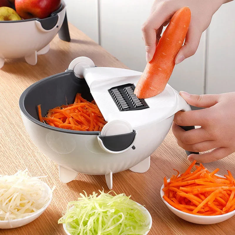 Multifunctional 2 In 1 Vegetable Slicer Cutter Chopper Fruit Strainer Basket  Spiralizer Grater Food Peeler Mandoline Shredder