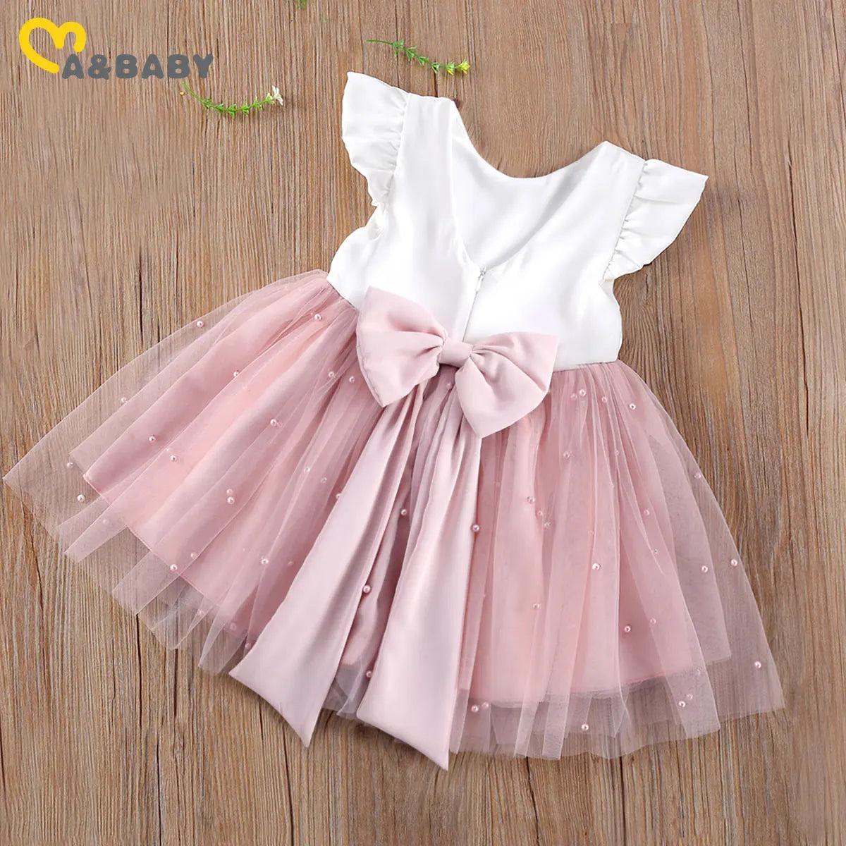 Ma&Baby 6M-8Y Princess Toddler Kids Children Girls Tutu Dress Pearl Tulle Party Wedding Birthday Dresses For Girls Summer