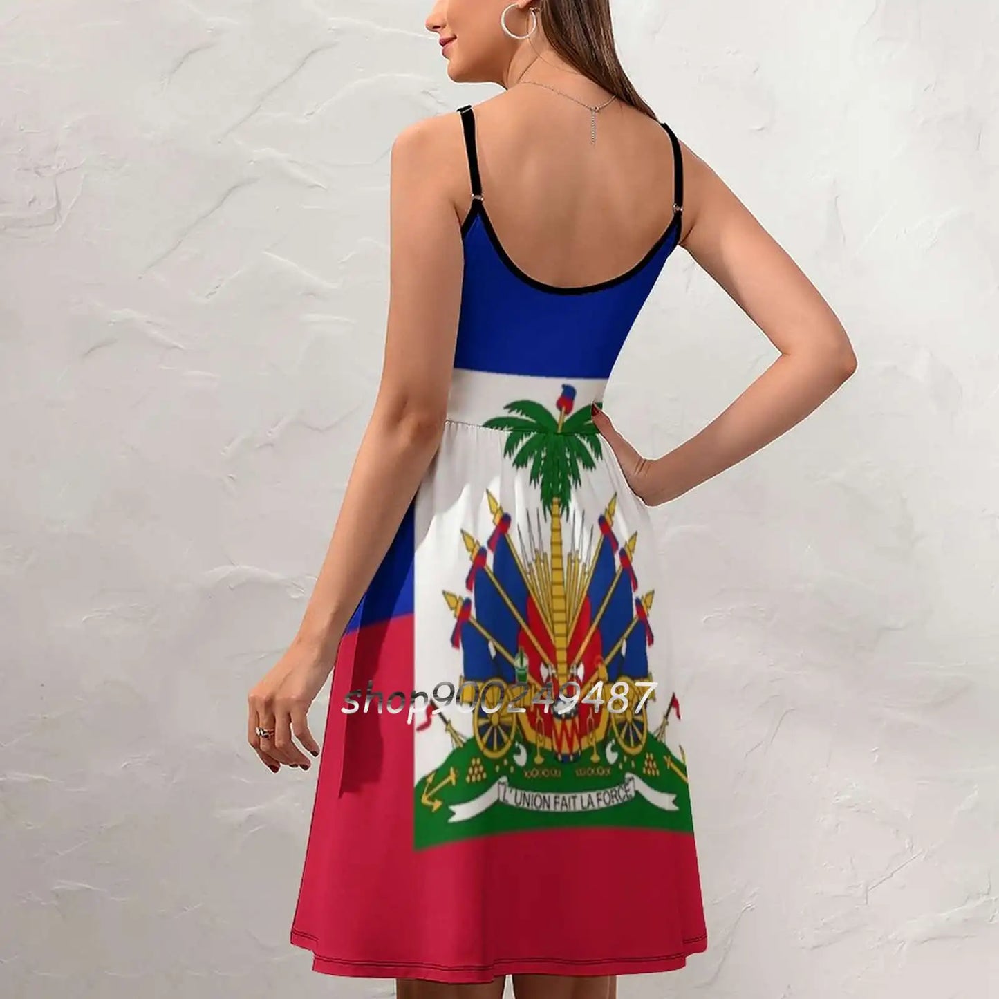 Haiti Sling Dress Summer Dress Sling Sexy A Line Dress Fashion Female Dress Haiti Haiti Flag Haitian Flag Flag Of Haiti Nord