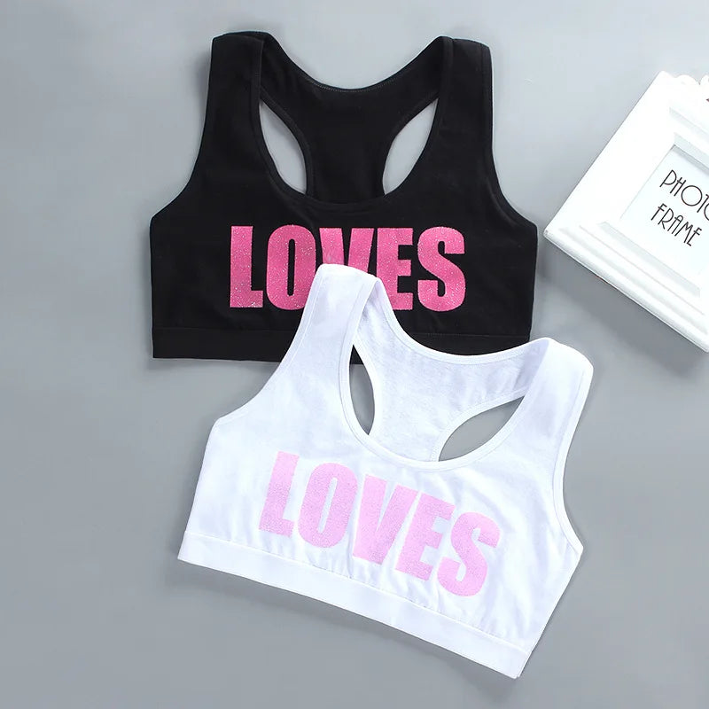 Children Girl Bra Underwear for Puberty Girls Children's Tops Kids Theme of love Underwear Bra Vest Children Teenage Clothing