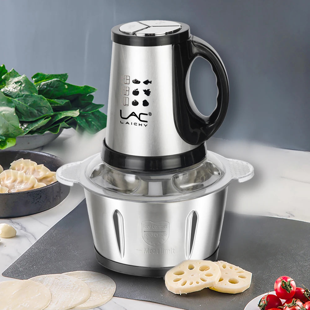 LAC Household Stainless Steel 3l Multi-Function Electric Meat Grinder  With Safety Lock Minced Stuffing Mixer Blade Detachable