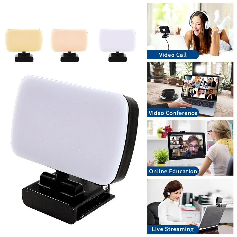 Mini Video Light Conference Live Streaming Kit Webcam Vlog Photography Fill Lamp Selfie Adjustable Portable Camera LED Luz