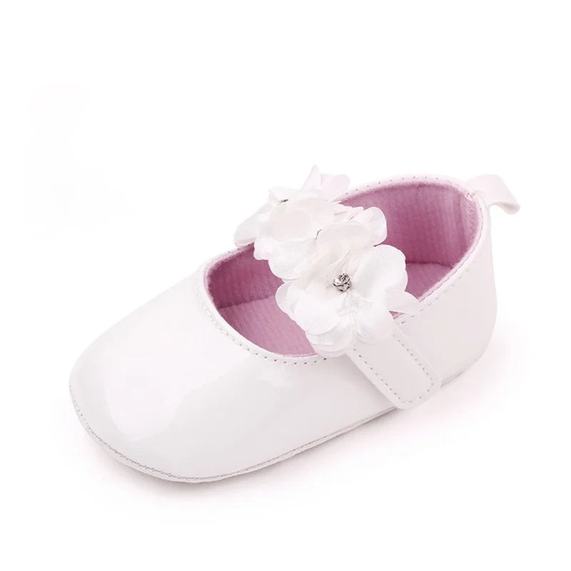 Baby Girls Cute Moccasinss Shoes Soft Sole Flower Decor PU Leather Flats Shoes First Walkers Non-Slip Summer Princess Shoes