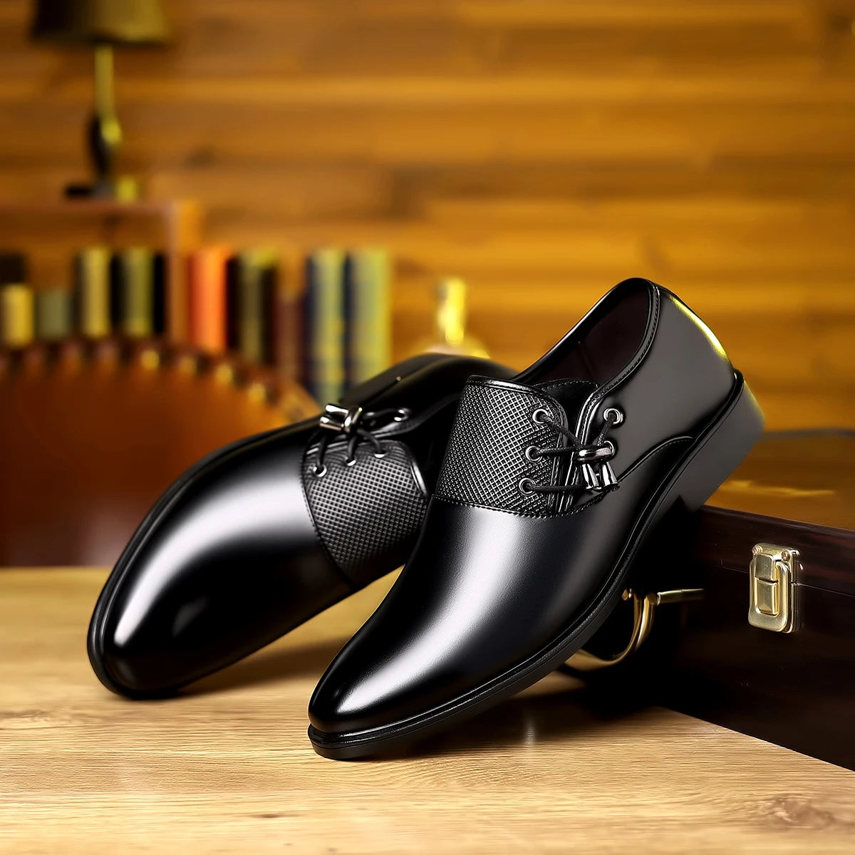 Men's Pointed Toe Lace-Up Dress Shoes, Non-Slip Formal Shoes For Wedding Party Business