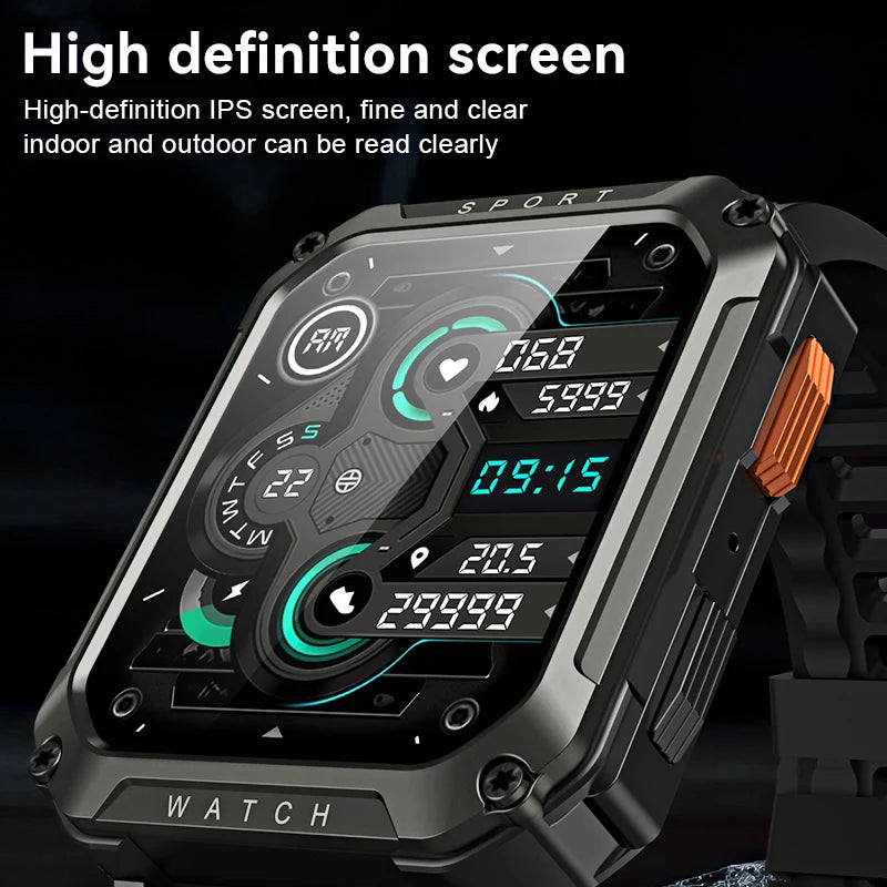 2024 New Military Bluetooth Call Smart Watch Men 2.01" Sports Fitness Bracelet Waterproof Voice Assistant Smartwatch For Men