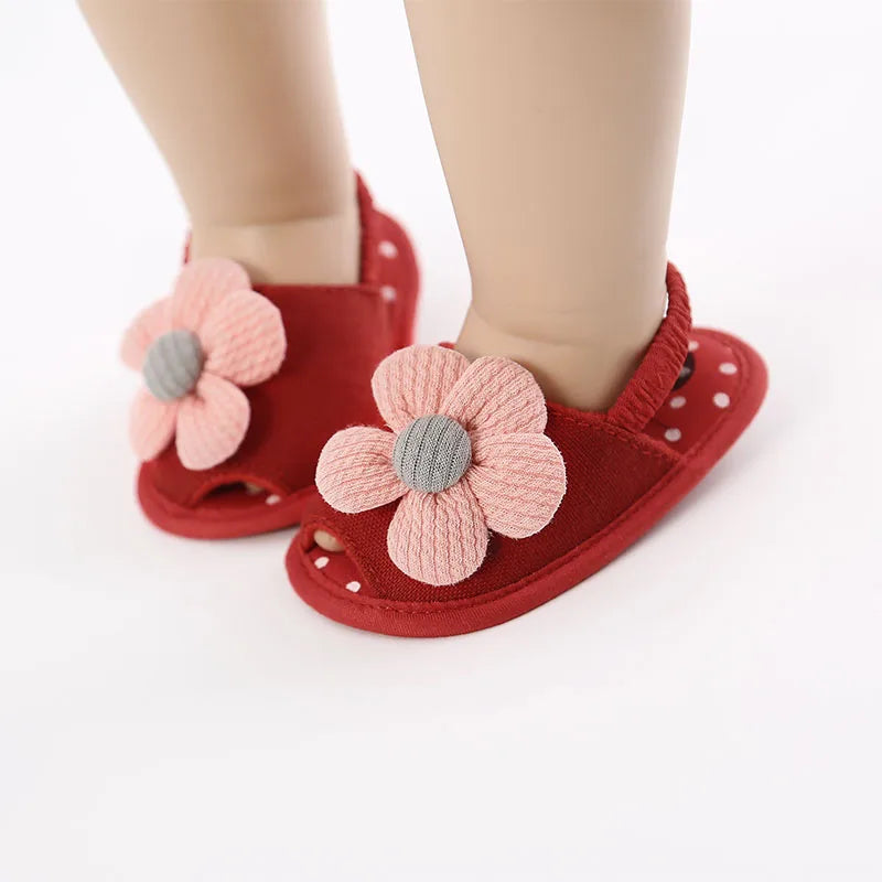 Summer Baby Girl Sandals Solid Color Cute Lace Bows Newborn Shoes Soft Cotton Non-slip Soled Princess Toddler Girl Sandals Kids