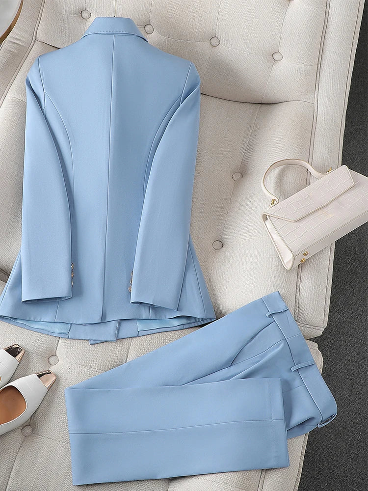 High Quality Office Ladies Pant Suit Solid Color Women Business Work Wear Blazer Jacket And Trouser Female Formal Sets