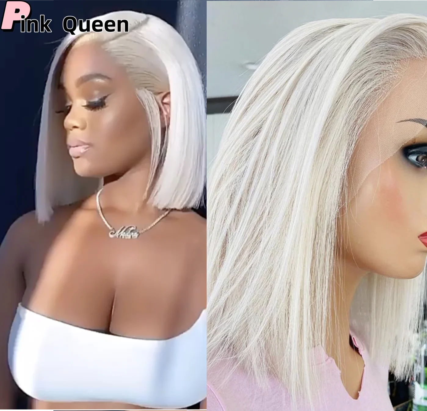 13*2.5 Lace front wig straight white hair synthetic lace Natural hairline crochet hairpiece cosplay girl wigs bobo synthetic ble