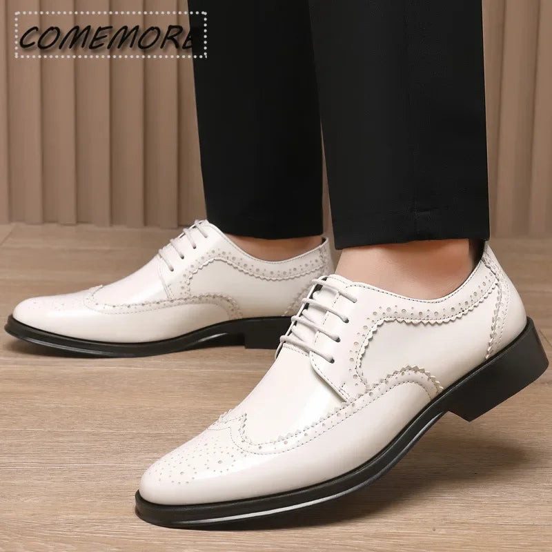 High Quality Italian PU Leather Shoes Men's Fashion Business Shoes Casual Shoes Pointed Toe Shoes Wedding Flat Dress Party Shoes