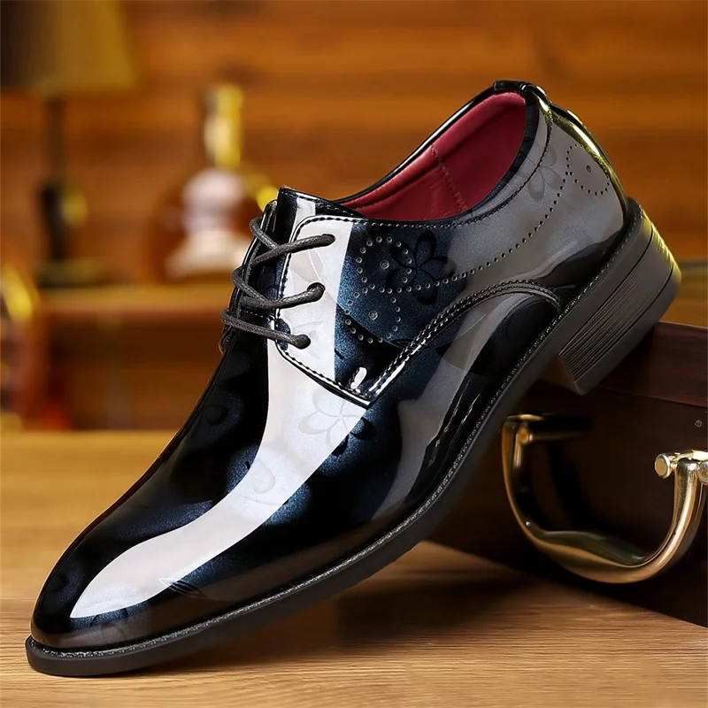 Men's Pointed Toe Lace-Up Dress Shoes, Non-Slip Formal Shoes For Wedding Party Business