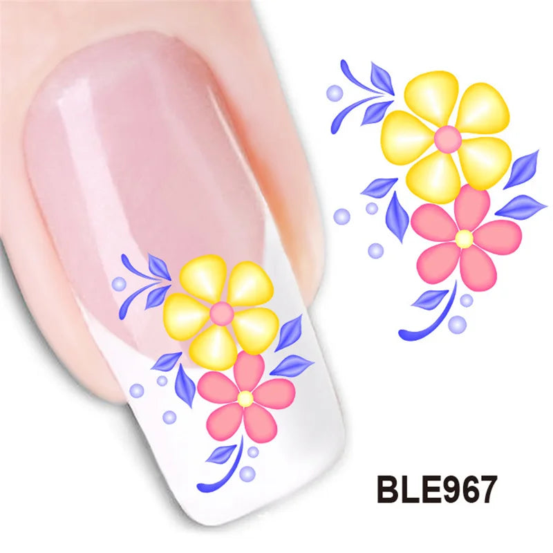 Fashion 3D Flower Design Water Transfer Nails Art Sticker Lady Women Manicure Tools Nail Wraps Decoration Decals Wholesale