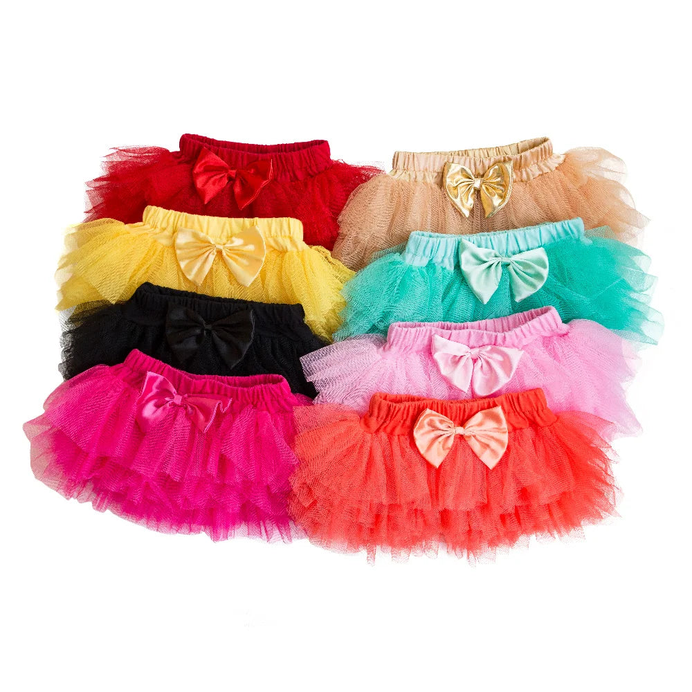 Pettiskirt Baby Girls Tutu Skirt Rose Red Newborn Chiffon 6 layer Skirts Infant Girls Birthday Party Clothes