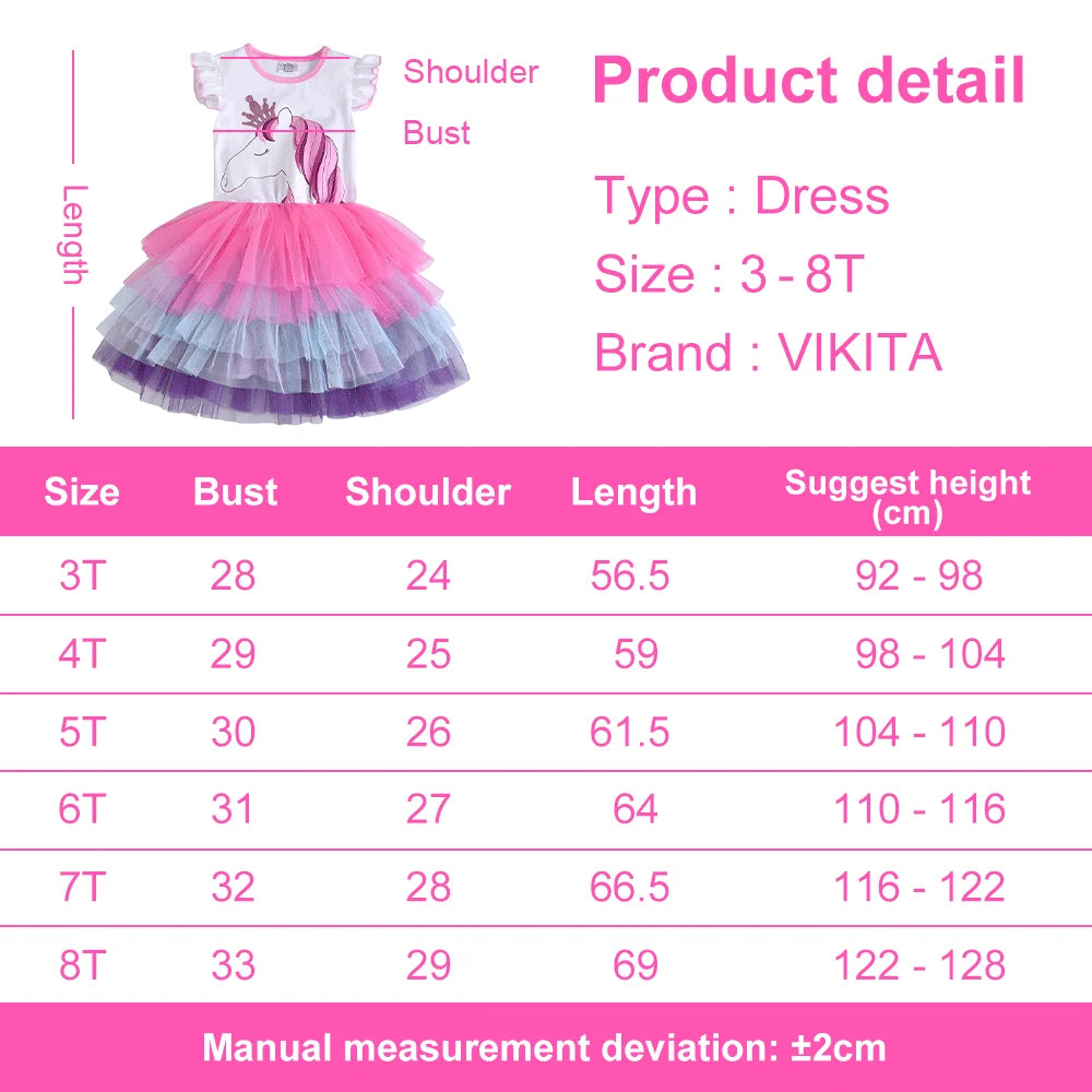 Kids Sleeveless Lace Drsses for Girls Party Dress Unicorn Embroidery Birthday Tutu Dresses Children Casual Wear Summer Vestidos