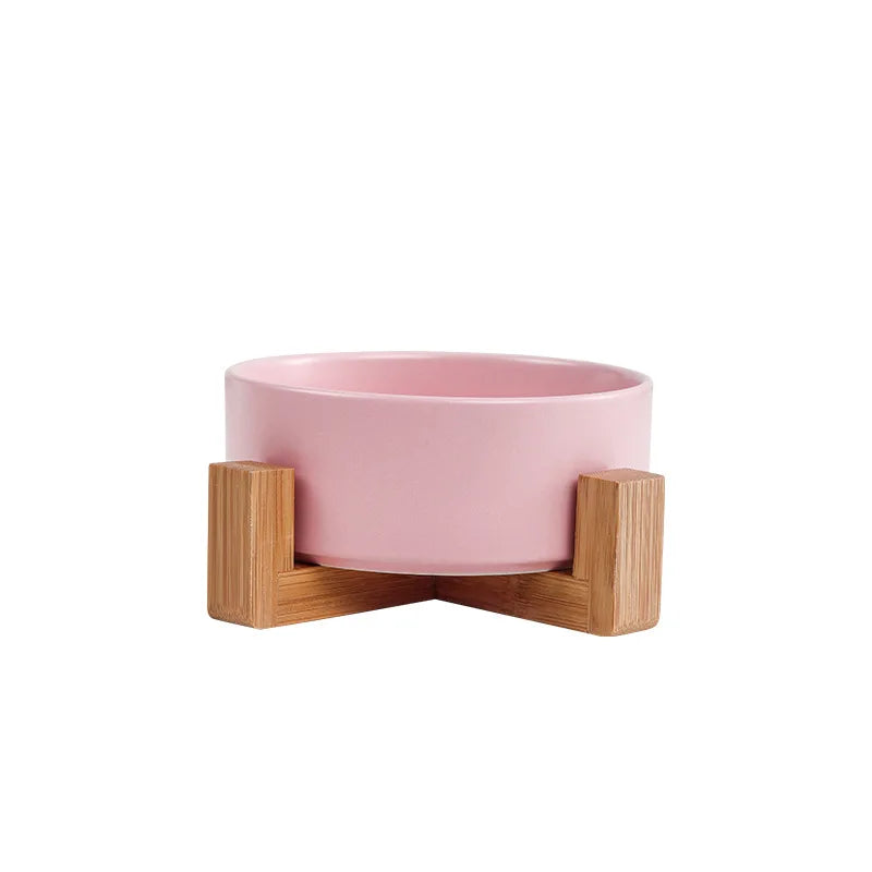 Dog Bowl Cat Food Water Bowls with Wood Stand No Spill Large Feeder Dish for Dogs Cats Feeding Puppy Pet Ceramic Supplies