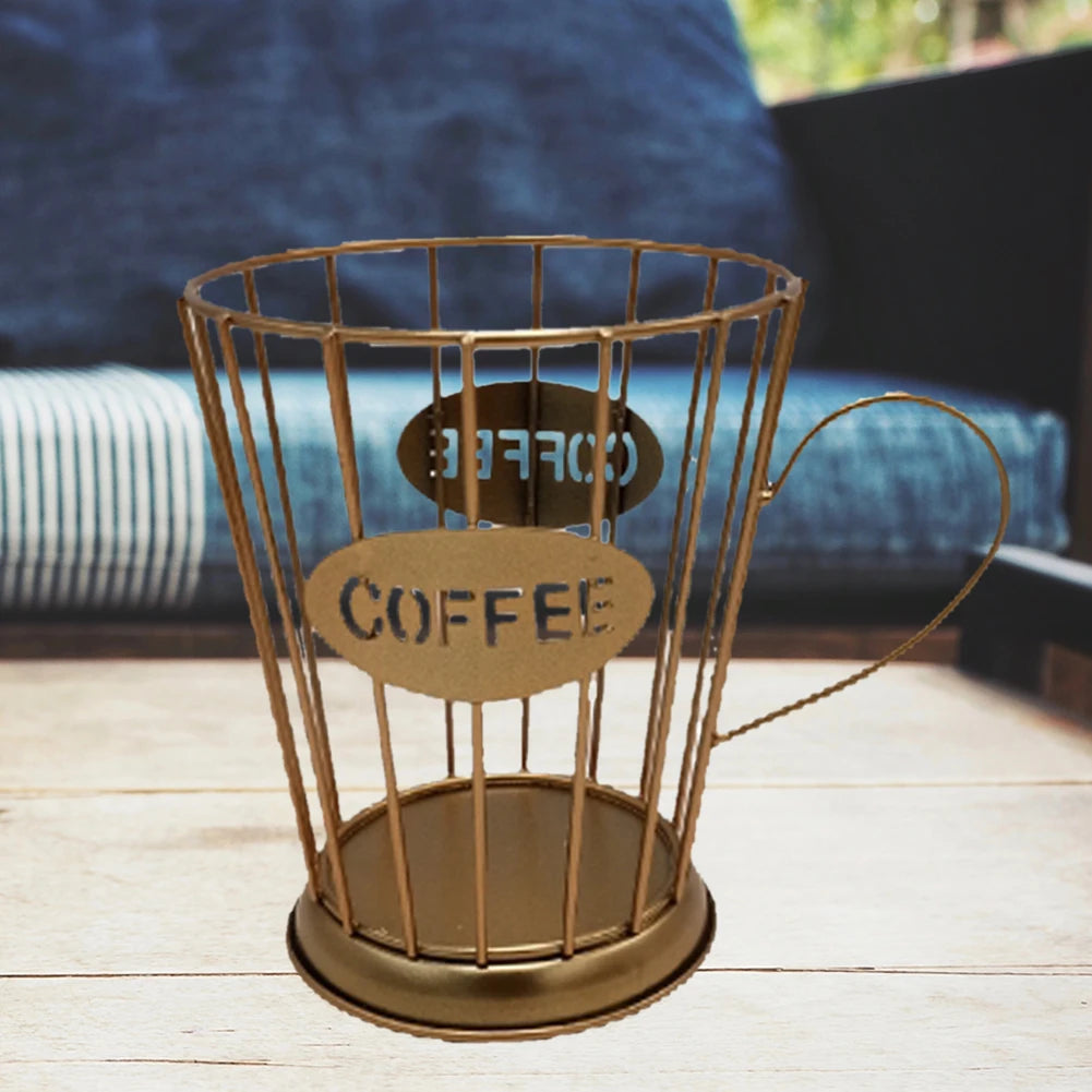 Coffee Capsule Basket Multifunction Hollow Metal Stand Holder Vintage Coffee Pod Storage Shelves Rack for Home Cafe Hotel