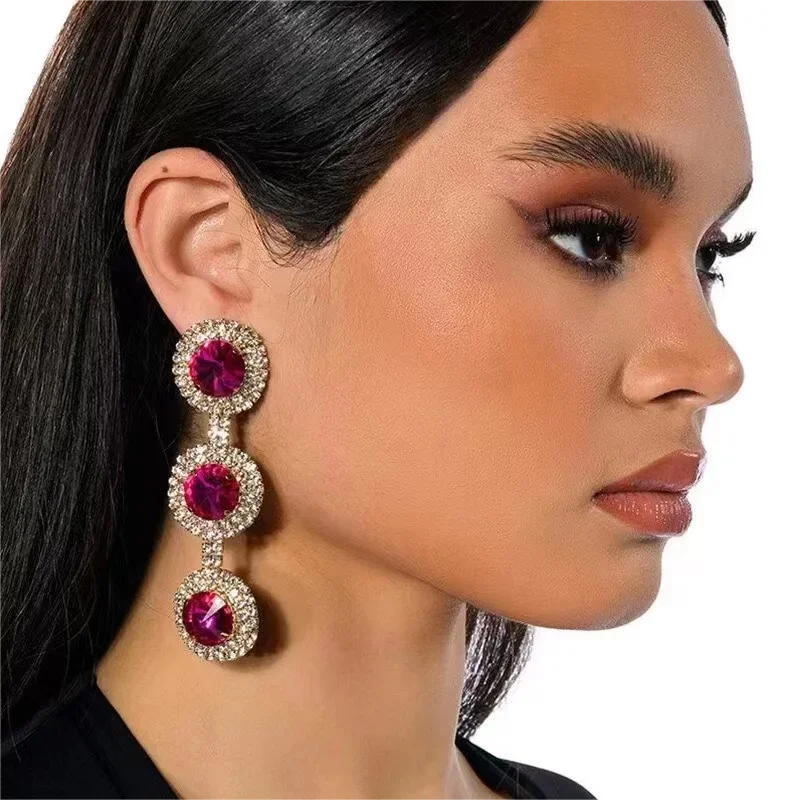 Baroque Style 2Colors Rhinestone Dangle Earrings for Women Fashion Jewelry Exaggerated Ladys' Statement Earrings Accessories