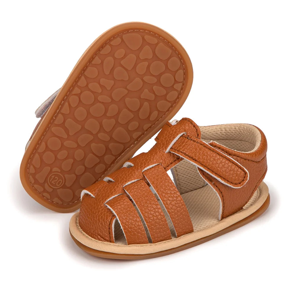 Summer Sandals Baby Boy Girl PU Leather Shoes Baby Garden Girl Sandals Rubber Sole Flat Anti-slip First Walkers Baby Shoes