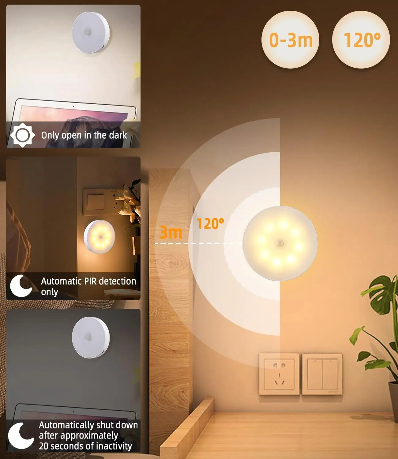 Xiaomi Night Light With Motion Sensor Rechargeable USB Kitchen Cabinet Stair Lamp Wireless LED For Bedroom Room Closet Lights