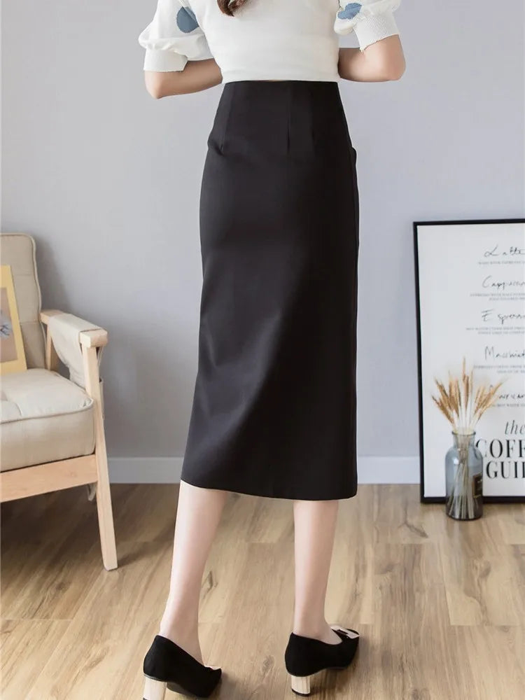 High Waist Pencil Skirts Women New Arrival 2022 Fashion Office Style All-match Mid-calf Length Ladies Elegant Long Skirt W1070