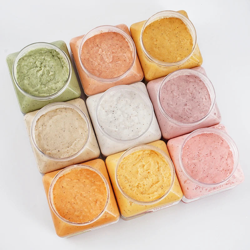 Fruit Sea Salt Body Scrub Skin Smooth Softens Cuticles Moisturizing Exfoliating Avocado Strawberry Apricot Sherbet Body Scrub