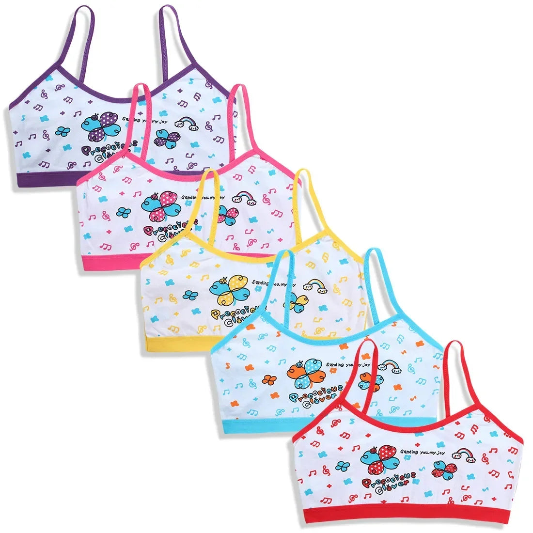 4Pc/Lot Teenager Tank Top For Girls Cotton Underwear Model Cartoon Kids Singlets Children Camisole Baby Bras Undershirt