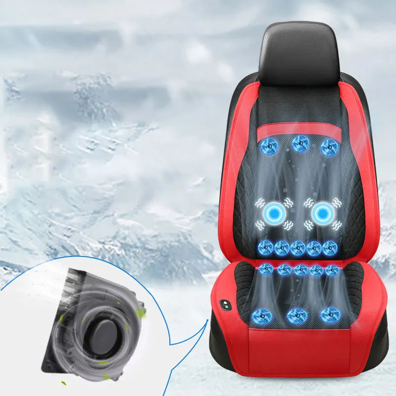 1Pcs Car Ventilated Cooling Massage Seat Cushion For All Cars Automotive Adjustable Temperature 16 Fans Functional Powerful