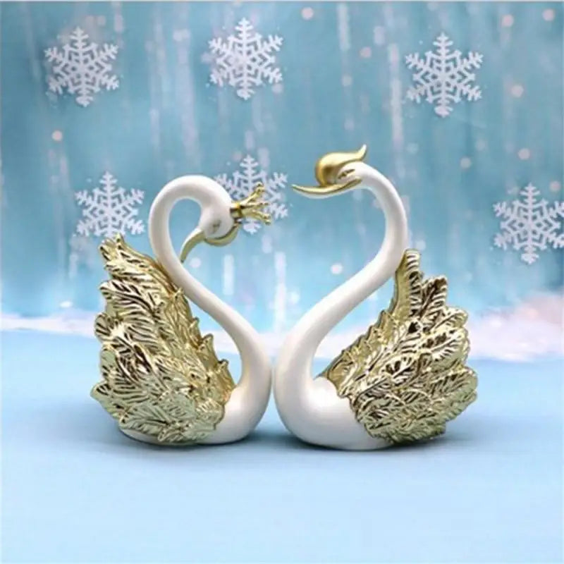 Swan Couple Figurine Home Decor Theme Statue Cake Topper Car Interior Living Room Wedding Decoration Accessories