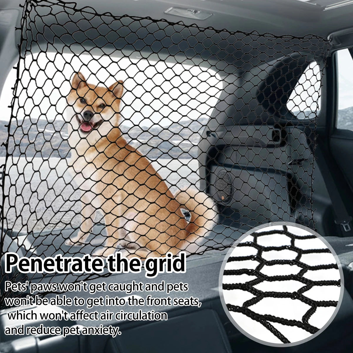 Car Dog Barrier Net Rear Seat Car Protection Net Reusable Foldable Car Dog Fence Universal Car Pet Isolation For Dog Supplies