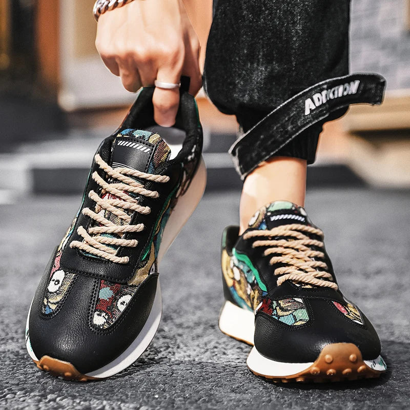 CYYTL Men Shoes Fashion Anime Cartoon Sneakers Casual Outdoor Platform Tennis Sports Hiking Luxury Designer Summer Leather Ankle