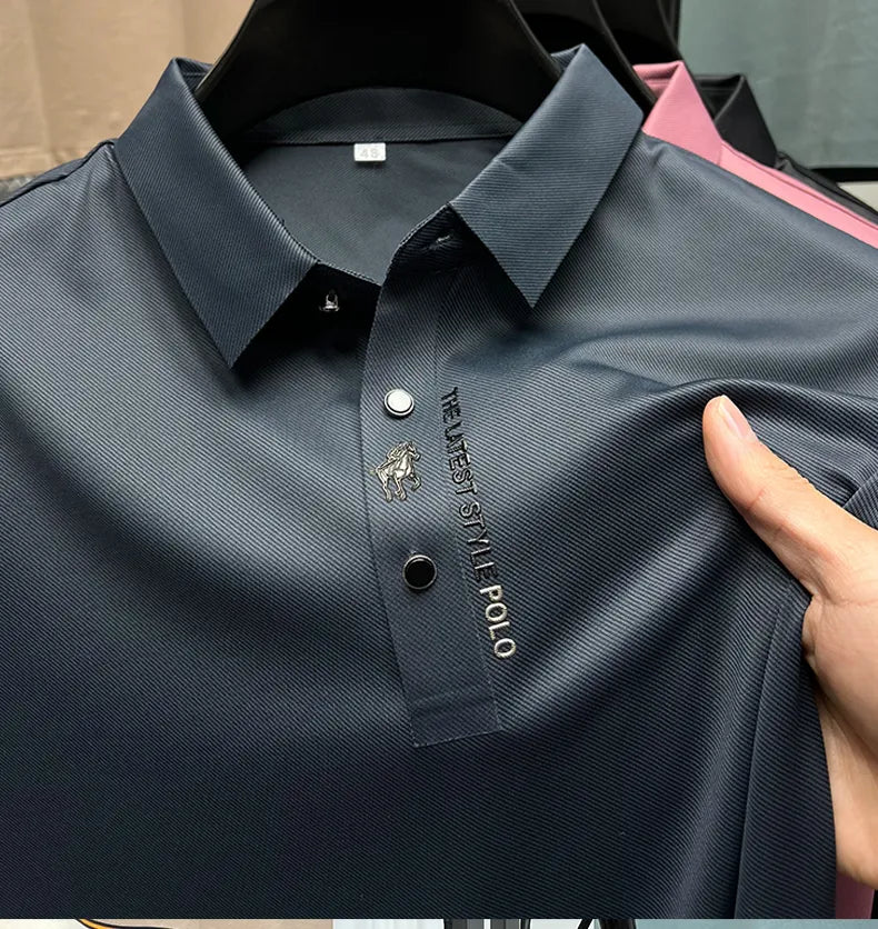 High-End Spring Summer Business  High Quality Short Sleeve Polo Shirt Long sleeved New Men Fashion Casual No Trace Printing