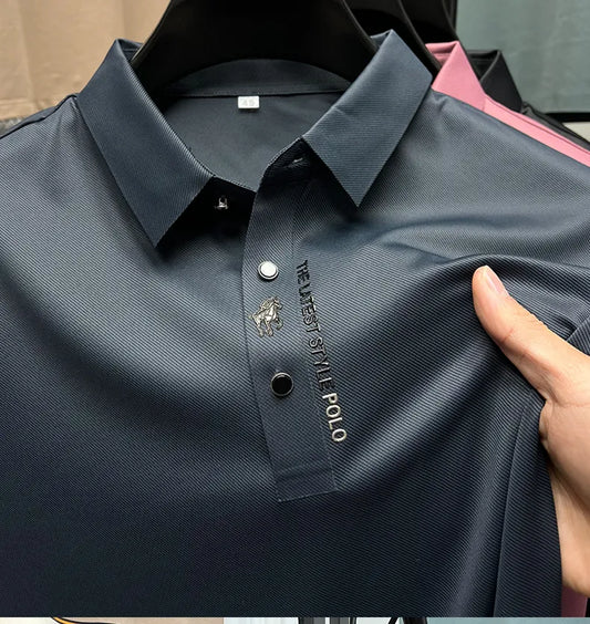 High-End Spring Summer Business  High Quality Short Sleeve Polo Shirt Long sleeved New Men Fashion Casual No Trace Printing