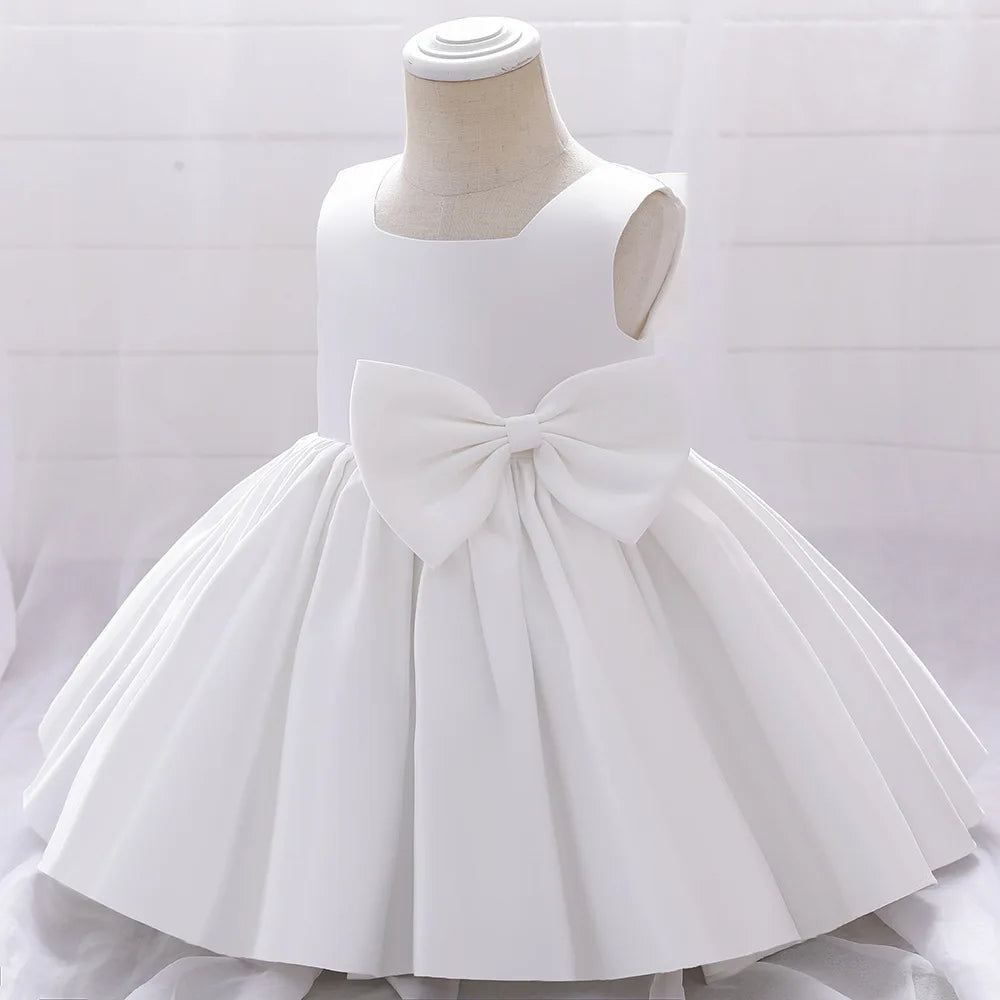 Flower Baby Girls Wedding Birthday Bownot Dresses Clothing Toddler Kids Princess Party Ball Gown Dress Costume Clothes for 1-10y