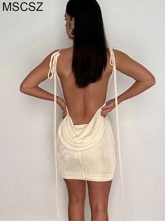 Spaghetti Strap Backless Mini Dress Sexy Short Dresses Daring Summer Beach Dress Elegant Party Dress For Women 2023