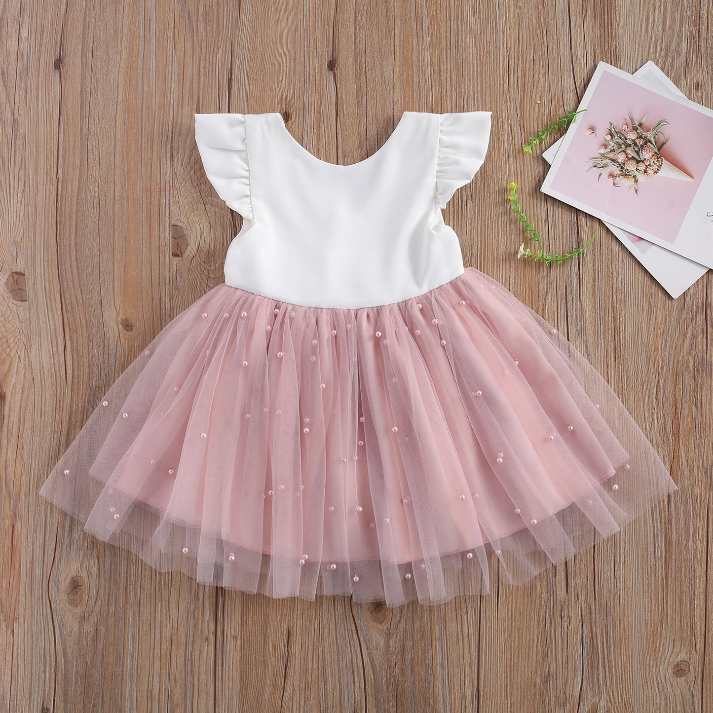 Ma&Baby 6M-8Y Princess Toddler Kids Children Girls Tutu Dress Pearl Tulle Party Wedding Birthday Dresses For Girls Summer