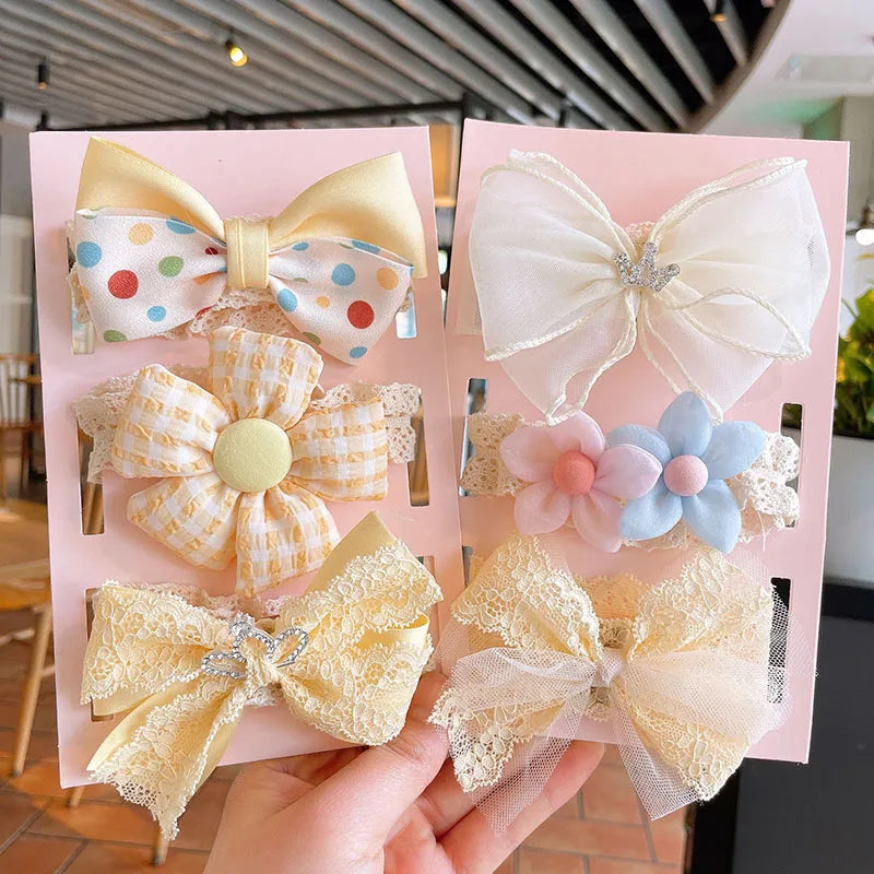 3Pcs/Set Flower Baby Girl Headband Lace Bow Crown Newborn Toddler Turban Hair Band Headbands For Kids Baby Hair Accessories