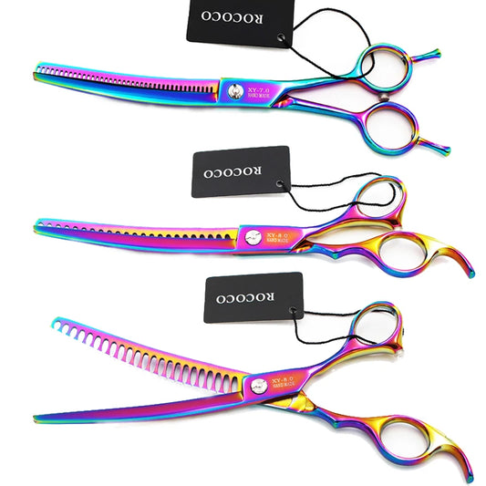 Pet Downward Curved Thinning Scissors Professional Dog Thinning Shears Dense Shark Hair Cut Cat Grooming Scissors Tools