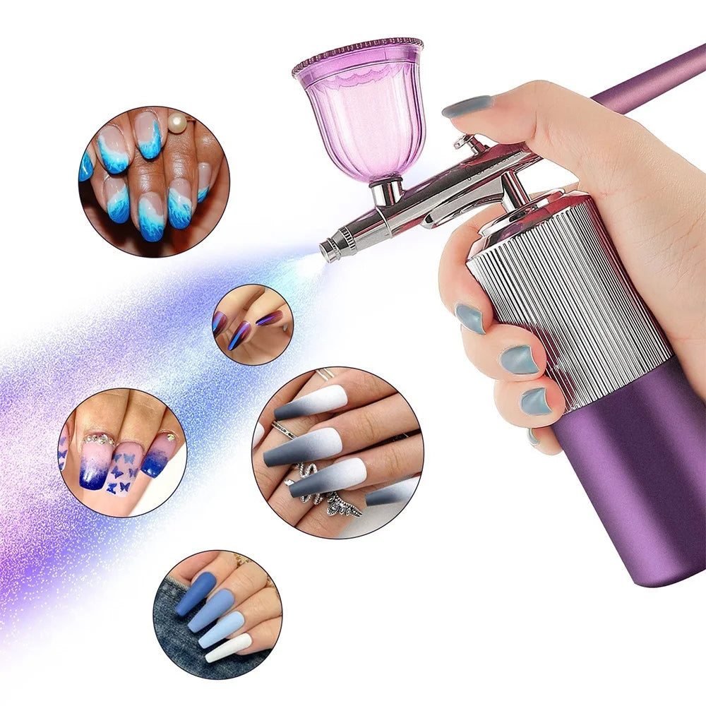 Foreverlily Air Compressor Kit Airbrush Sprayer Gun Nail Manicure Makeup DIY Painting Tattoo Craft Cake Nano Mist Sprayer